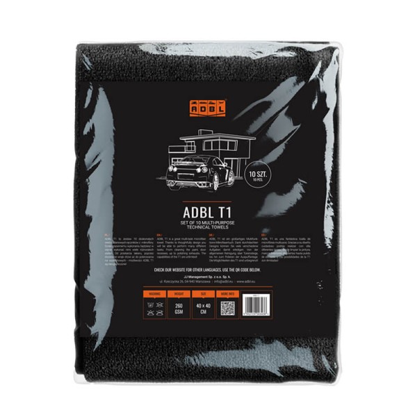 ADBL T1 40x40cm 260 gsm (10 szt.) - zestaw ręczników z mikrofibry