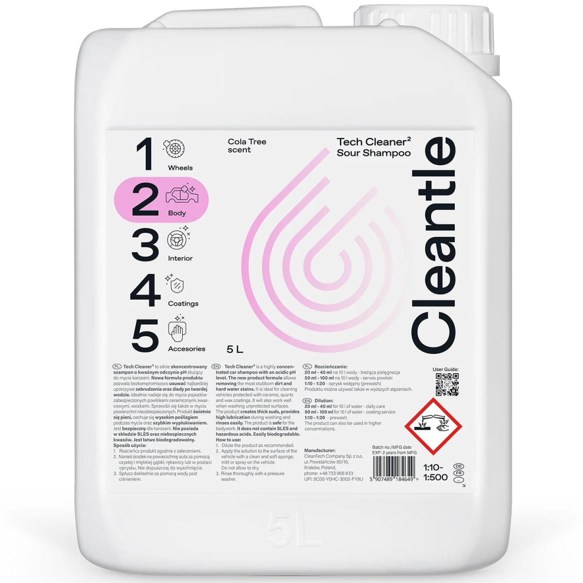Cleantle Tech Cleaner 5L - kwaśny szampon samochodowy