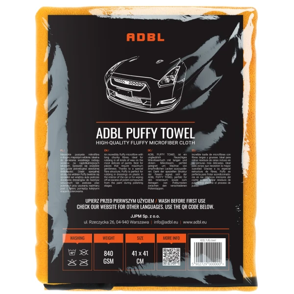ADBL Puffy Towel 41x41cm 840 gsm - puszysta mikrofibra o długim włóknie
