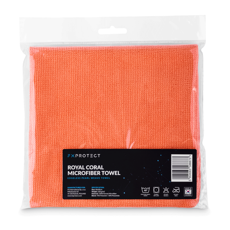 FX Protect Microfibre Royal Coral 40x40cm 320gsm - gęsto tkana, delikatna mikrofibra