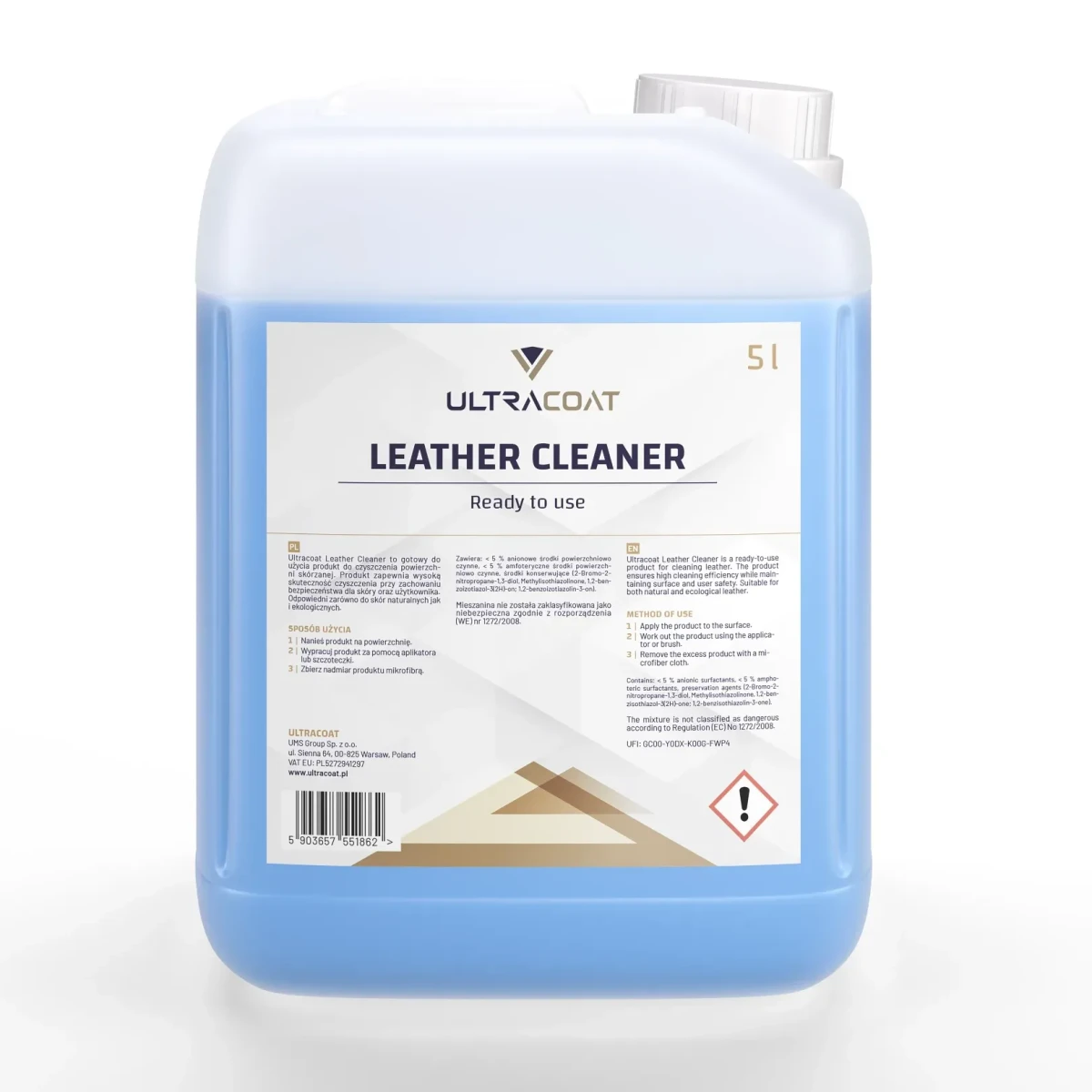 Ultracoat Leather Cleaner 5L - środek do czyszczenia skóry
