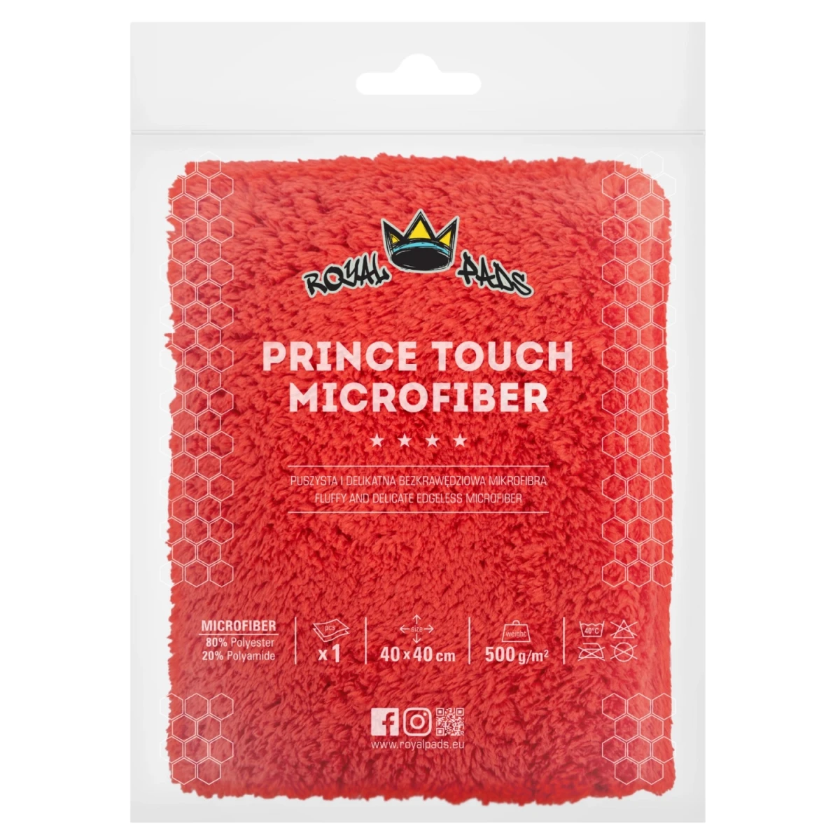 royal-pads-prince-touch-microfiber-40x40cm-500gsm-puszysta-bezkrawedziowa-czerwona-mikrofibra